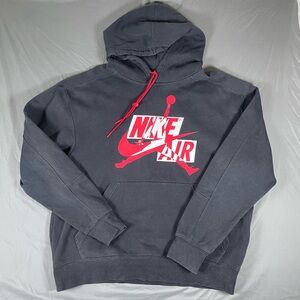 Nike Air Jordan Hoodie Men's Large Pullover Graphic Print Black Jumpman Michael